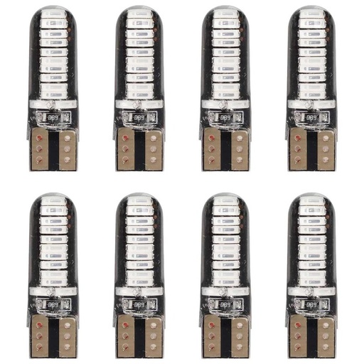 [PT200430X4] 8 Pezzi Lampada Led T10 W5W 24 SMD 4014 12V 1.2W 40lm Luce Colore Blu 34mm