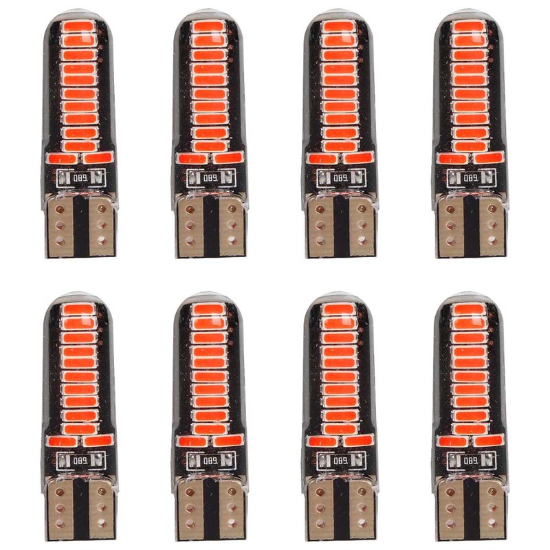 [PT200431X4] 8 Pezzi Lampada Led T10 W5W 24 SMD 4014 12V 1.2W 40lm Luce Colore Rosso 34mm