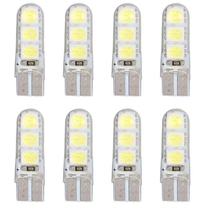 [PT200425X4] 8 Pezzi Lampada Led T10 W5W 6 SMD 5050 12V 0.8W 60lm Bianco Freddo 6500K 34mm