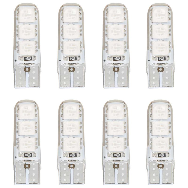 [PT200426X4] 8 Pezzi Lampada Led T10 W5W 6 SMD 5050 12V 0.8W 60lm Colore Blu 34mm