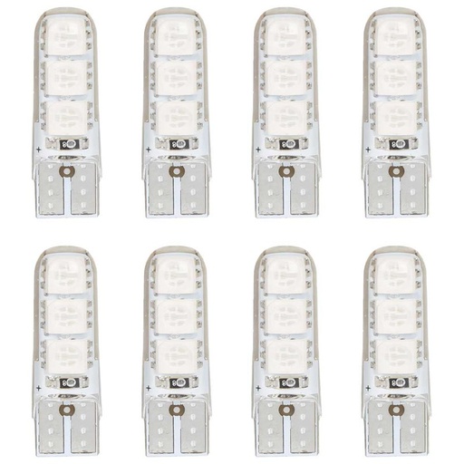 [PT200426X4] 8 Pezzi Lampada Led T10 W5W 6 SMD 5050 12V 0.8W 60lm Colore Blu 34mm