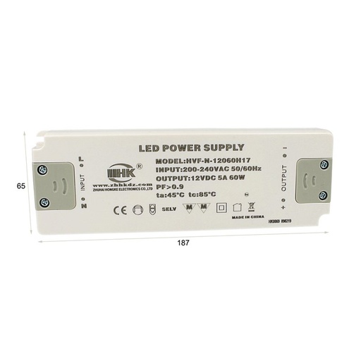 [CV8060] Alimentatore Trasformatore CV 60W 12V 5A Super Slim Solo 22mm Spessore