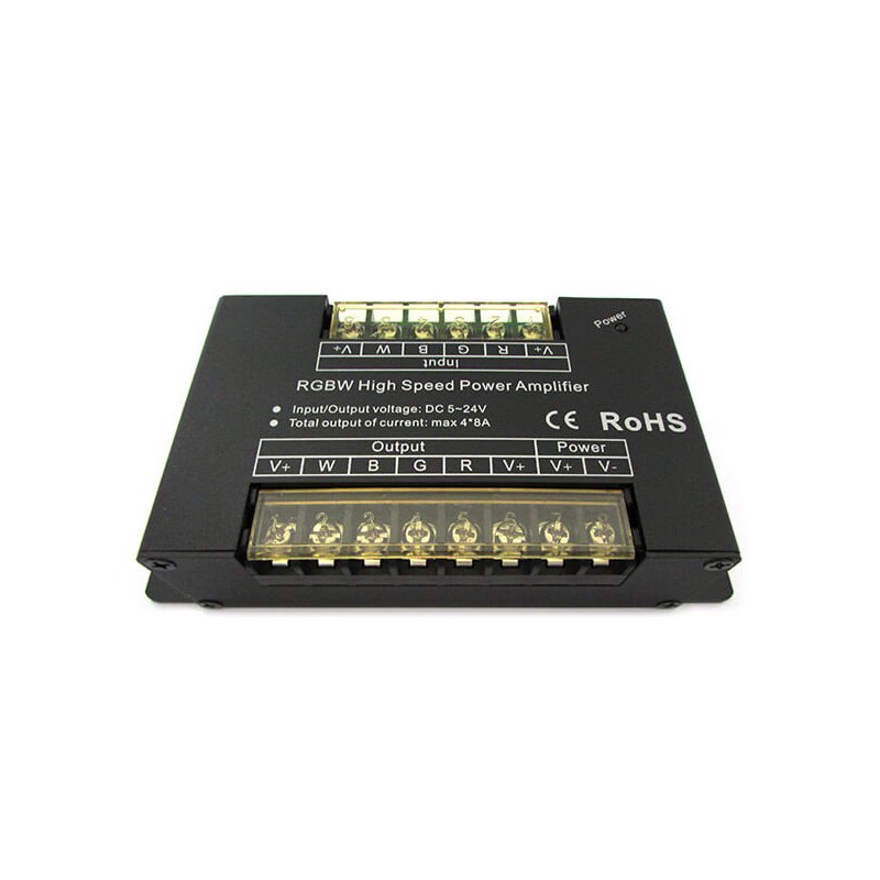[CL6613] Amplificatore Segnale PWM Alta Velocita 4 Canali Per Striscia Led RGBW RGB+W RGB Mono Colore 12V 24V 4X8A AP103