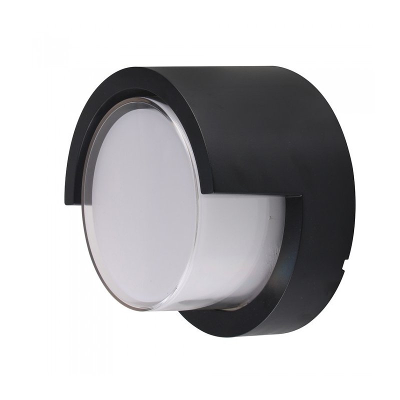 [LD8538N] Applique Lampada Led Da Muro Parete Rotondo Neutro 4000K 12W Con Diffusore Semicoperto Colore Nero SKU-8538