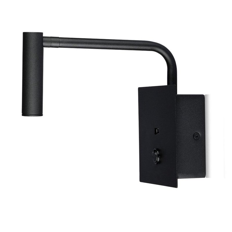 [LD1487C] Applique Lampada Led Da Parete Hotel Per Lettura 3W 3000K Con Interruttore e Caricatore USB 5V 2A Colore Nero SKU-211487