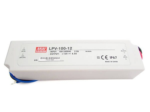 [MW-LPV-100-12] Alimentatore Trasformatore CV MW MEAN WELL Impermeabile IP67 12V 100W 8,5A LPV-100-12 Input 220V e 110V