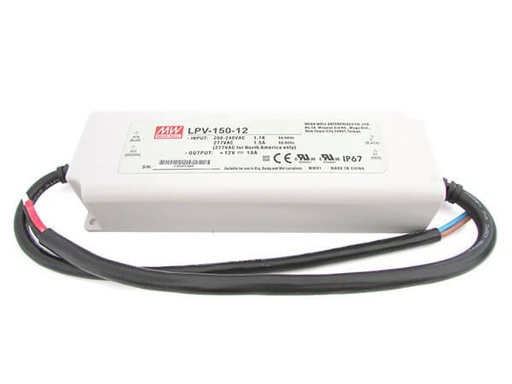 [MW-LPV-150-12] Alimentatore Trasformatore CV MW MEAN WELL Impermeabile IP67 12V 120W 10A LPV-150-12 Input 220V e 110V Input 220V e 110V