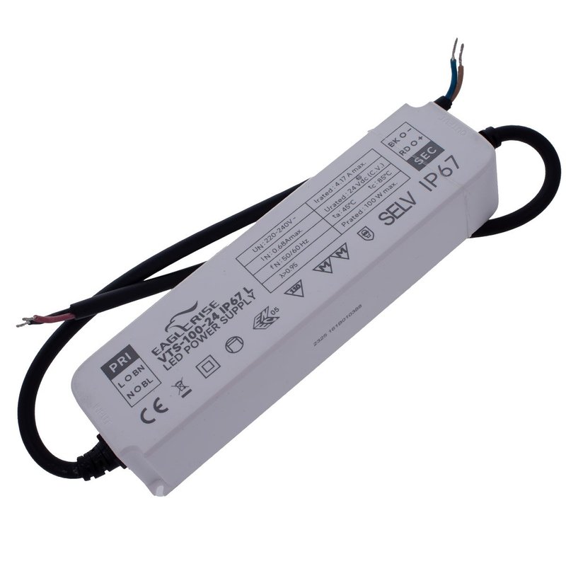 [ER-VTS-100-24] Alimentatore Trasformatore LED Cerificato ENEC Output 100W 24V 4,17A Input 220V IP67 Compatibile LPV-100-24