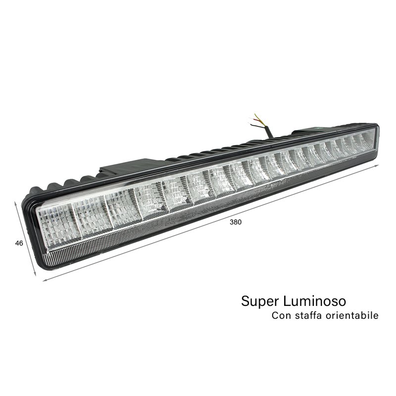 [FS1908] Barra Supplementare Fanale Led Driving Light Slim Con Luci Diurne 54W 380mm 9V-32V IP67 Per Fuoristrada Jeep SUV Camper