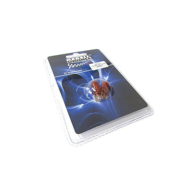 [LA1206D] Blister 2 Lampade Alogena T10 WY5W 12V 5W Amber Arancione Zoccolo Vetro W2,1x9,5d
