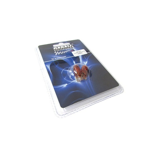 [LA1206D] Blister 2 Lampade Alogena T10 WY5W 12V 5W Amber Arancione Zoccolo Vetro W2,1x9,5d