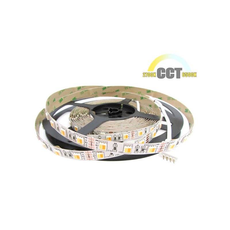 [BL125CF] Bobina Striscia Striscia Strip Led CCT 300 SMD 5050 WWR 12V Bianco Caldo Neutro Freddo Tutto In Uno Da 2700K A 10000K 5 Metri IP20