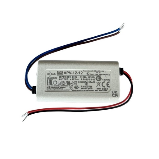 [MW-APV-12-12] MW MEAN WELL APV-12-12 Alimentatore 12W 12V 1A IP30 Input 220V e 110V