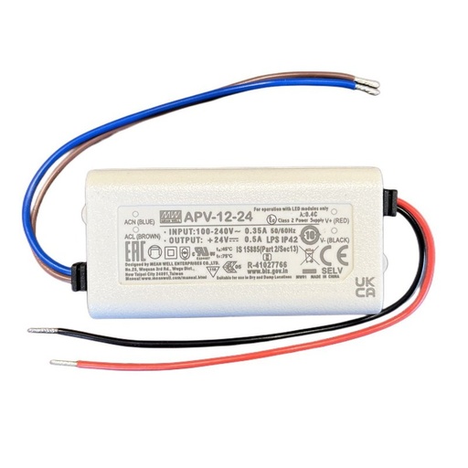 [MW-APV-12-24] MW MEAN WELL APV-12-24 Alimentatore 12W 24V 0,5A IP30 Input 220V e 110V