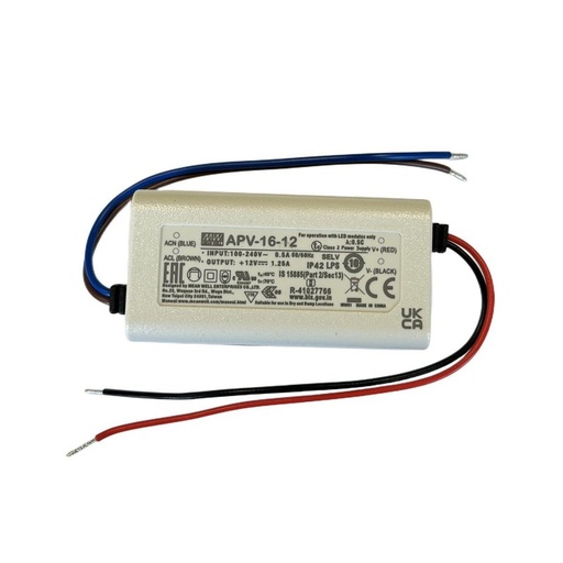 [MW-APV-16-12] MW MEAN WELL APV-16-12 Alimentatore 16W 12V 1,25A IP30 Input 220V e 110V