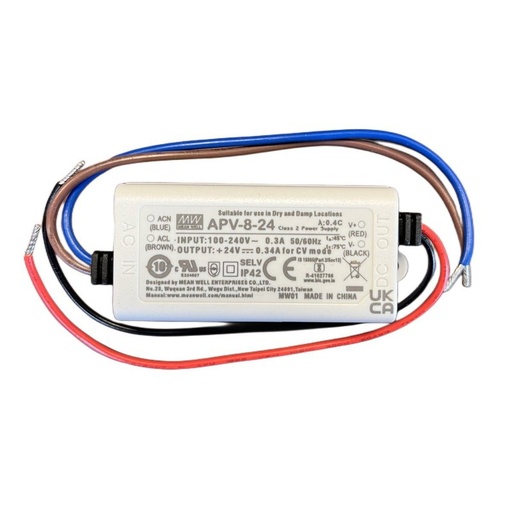 [MW-APV-8-24] MW MEAN WELL APV-8-24 Alimentatore 8W 24V 0,34A IP30 Input 220V e 110V