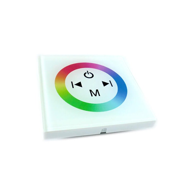 Centralina RGB Led Kit Controller Touch Panel Full Color Da Incasso Quadrata 12V 144W Sfondo Bianco TM08