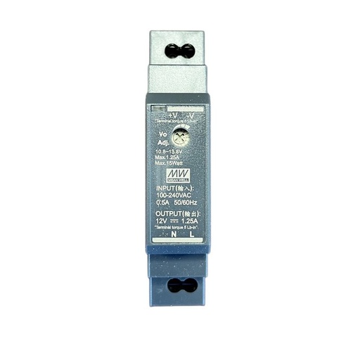 [MW-HDR-15-12] MW MEAN WELL HDR-15-12 Alimentatore Guida DIN Ultra Slim 15W 12V 1,25A Input 220V e 110V