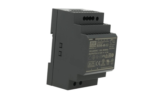 [MW-HDR-60-12] MW MEAN WELL HDR-60-12 Trasformatore Rotaia Industriale 12V 54W Barra Guida DIN Rail Power Supply Universale