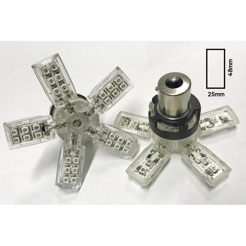 [ABC494] Coppia 2 lampade LED BA15S 1156 12V giallo arancione, 15 SMD 5050, 2W forma ombrello