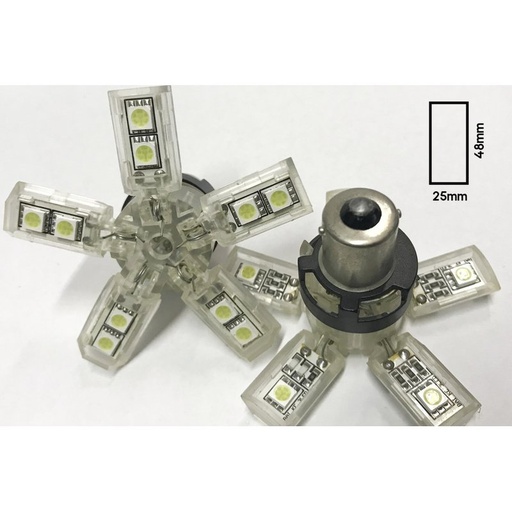 [ABC498] Coppia 2 Lampade Led BA15S 1156 P21W Con 15 Smd 5050 Colore Rosso 12V 2W Forma Ombrello