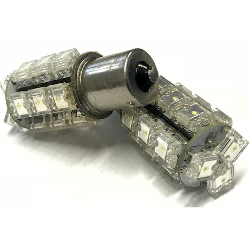 [ABC526] Coppia 2 Lampade Led BA15S 1156 P21W Con 18 F5 Quadrato Colore Bianco Freddo 6000K 12V 3W