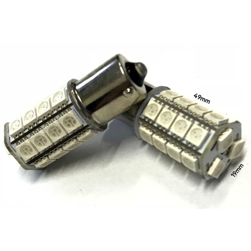 [ABC415] Coppia 2 Lampade Led BA15S 1156 P21W Con 27 Smd 5050 Colore Giallo Arancione 12V 6W