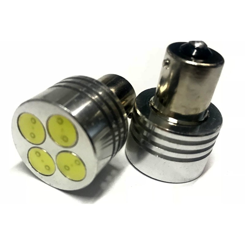 [ABC196] Coppia lampade LED BA15S 1156 P21W, 4 Power LED 1W, bianco freddo 6000K