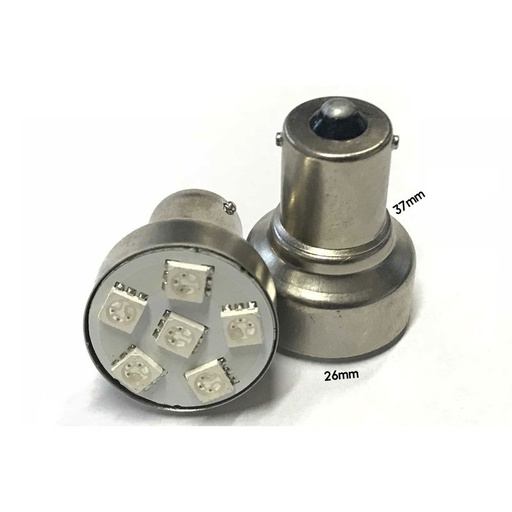 [ABC150] Coppia Lampade LED BA15S 1156 P21W 6 SMD 5050 Bianco Freddo 6000K 12V 2W – Retromarcia Luci Targa Auto