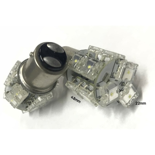 [ABC405] Coppia 2 Lampade Led BAY15D 1157 P21/5W Con 13 F5 Quadrato Colore Verde 12V 2W