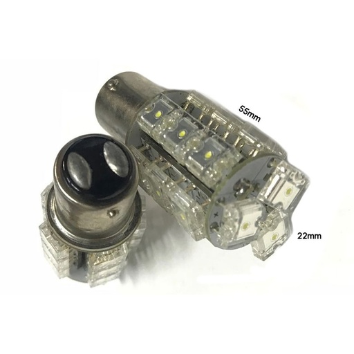 [ABC479] Coppia 2 Lampade Led BAY15D 1157 P21/5W Con 18 F5 Quadrato Colore Rosso 12V 3W