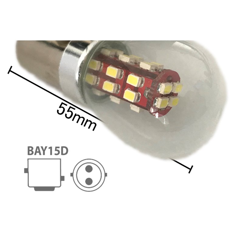 [ABC473] Coppia lampade LED BAY15D 1157 P21/5W bianco freddo 6000K 12V 2W, misura originale