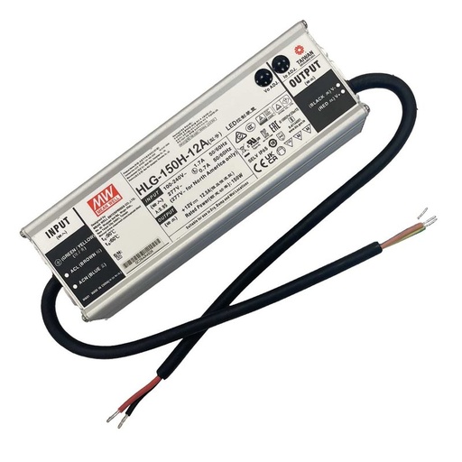 [MW-HLG-150H-12A] MW MEAN WELL HLG-150H-12A Alimentatore Led Driver CC CV 150W 12V 12,5A IP67 Input 220V 110V
