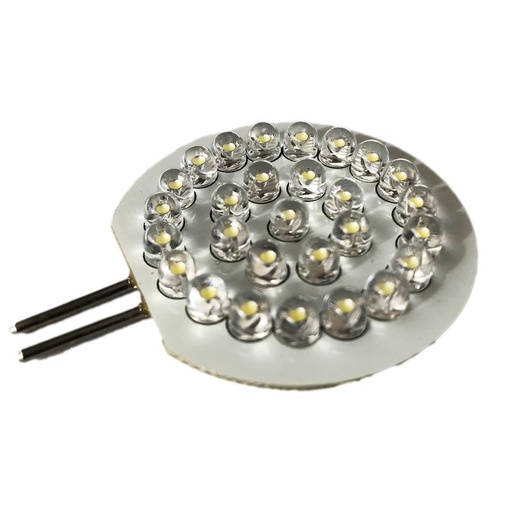 [ABC435] Coppia 2 Lampade Led G4 Con 28 Led F5 Colore Bianco Freddo 6000K 12V 2W Diametro 45mm