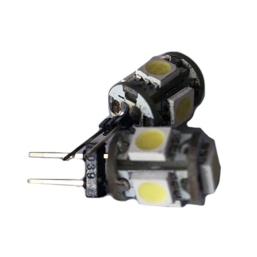 [ABC271] Coppia 2 Lampade Led G4 Con 5 Smd 5050 Colore Bianco Freddo 6000K 12V 1W