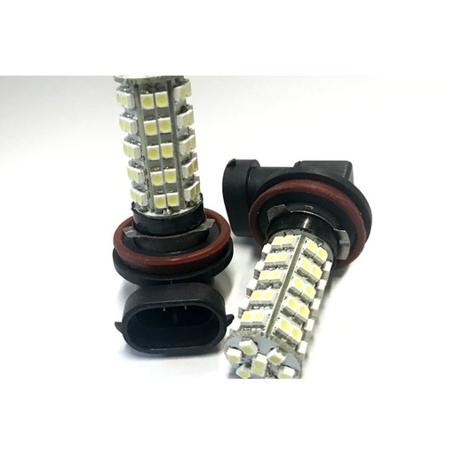 [ABC022] Coppia 2 Lampade Led H8 H11 Con 68 Smd 3528 Colore Rosso 12V 2W Per Fendinebbia