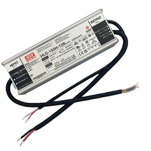 [MW-HLG-150H-12B] MW MEAN WELL HLG-150H-12B Alimentatore Led Driver CC CV Dimmerabile 150W 12V 12,5A IP67 Input 220V 110V