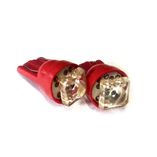 [ABC146] Coppia 2 Lampade Led T10 Con 1 Led F5 Flux Colore Rosso Red 12V 0,2W
