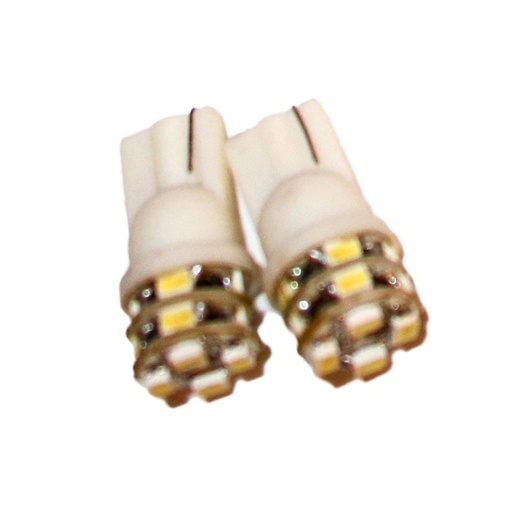 [ABC329] Coppia 2 Lampade Led T10 Con 12 Smd 3528 Colore Bianco Freddo 6000K 12V 1W