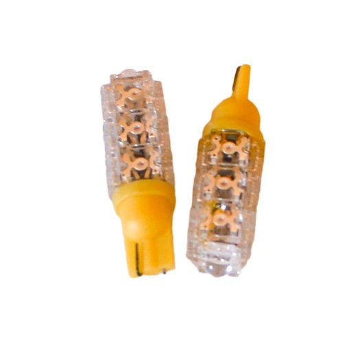 [ABC191] Coppia 2 Lampade Led T10 Con 13 Led F5 Flux Colore Giallo Yellow 12V 2W