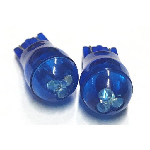 [ABC539] Coppia 2 Lampade Led T10 Con 3 Led F3 Colore Blu Blue 12V 0,2W