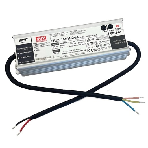 [MW-HLG-150H-24A] MW MEAN WELL HLG-150H-24A Alimentatore Led Driver CC CV 150W 24V 6,3A IP67 Input 220V 110V