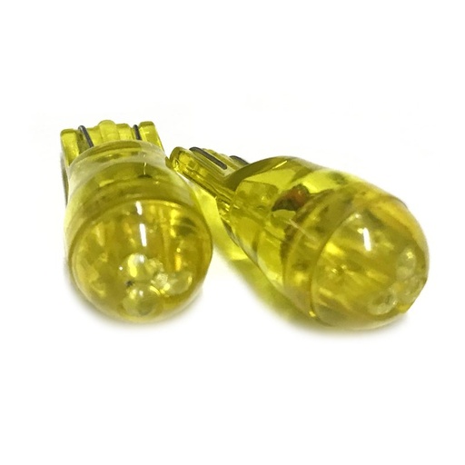 [ABC448] Coppia 2 Lampade Led T10 Con 3 Led F3 Colore Giallo Yellow 12V 0,2W