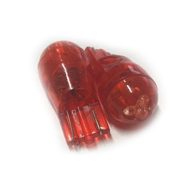 [ABC438] Coppia lampade LED T10 W5W rosse 12V 0,2W, 3 LED F3 Ø12x26mm