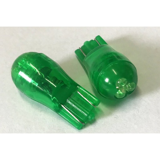 [ABC416] Coppia 2 Lampade Led T10 Con 3 Led F3 Colore Verde Green 12V 0,2W