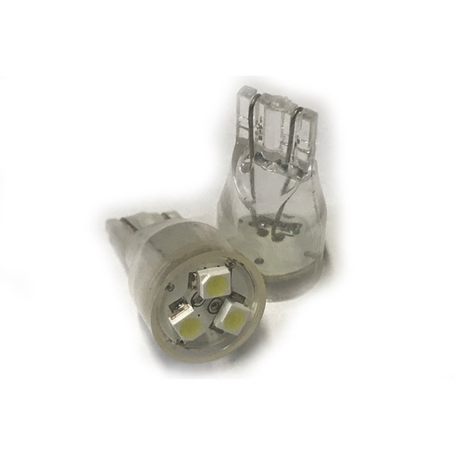 [ABC390] Coppia 2 Lampade Led T10 Con 3 Smd 3528 Colore Bianco Freddo 6000K 12V 0,2W