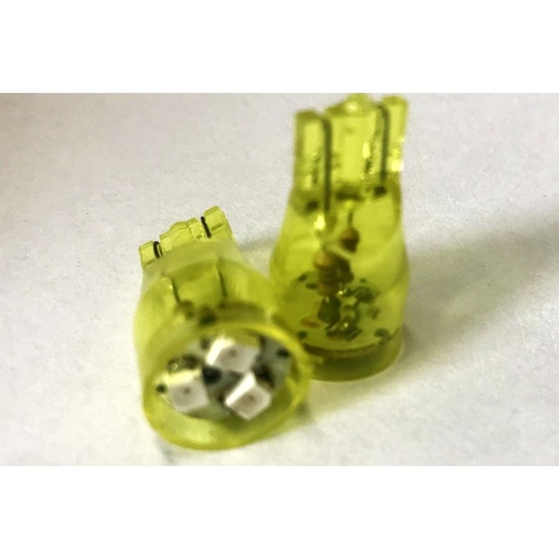 [ABC360] Coppia 2 Lampade Led T10 Con 3 Smd 3528 Colore Giallo Yellow 12V 0,2W