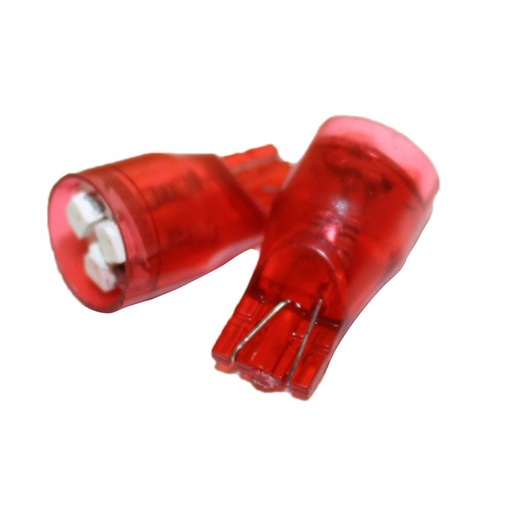 [ABC222] Coppia 2 Lampade Led T10 Con 3 Smd 3528 Colore Rosso Red 12V 0,2W