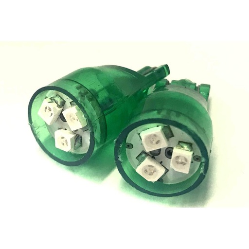 [ABC072] Coppia 2 Lampade Led T10 Con 3 Smd 3528 Colore Verde Green 12V 0,2W