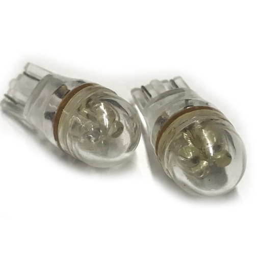 [ABC456] Coppia 2 Lampade Led T10 Con 4 Led F3 Cappuccio Tondo Colore Bianco Freddo 6000K 12V 0,2W